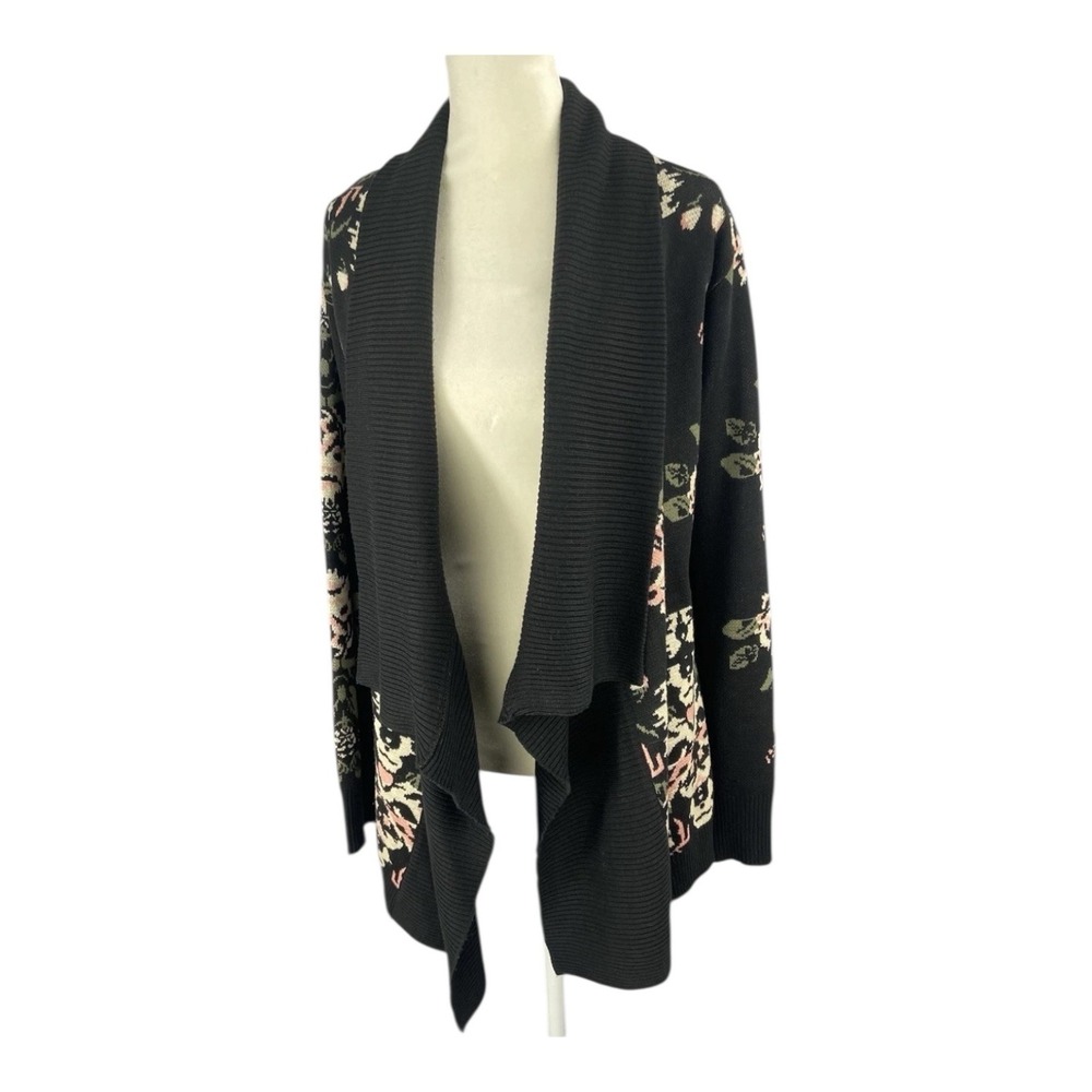 Staring at Stars Open Front Black Floral Cardigan Sweater Size XS